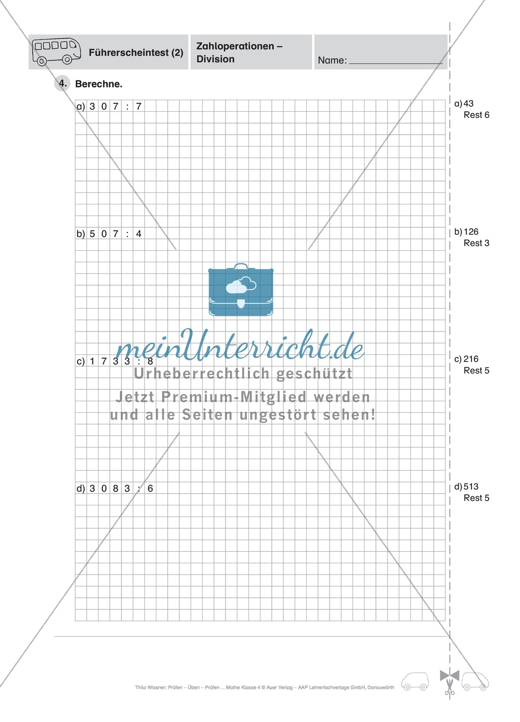 Mathe-Führerschein zum Thema Division Preview 2