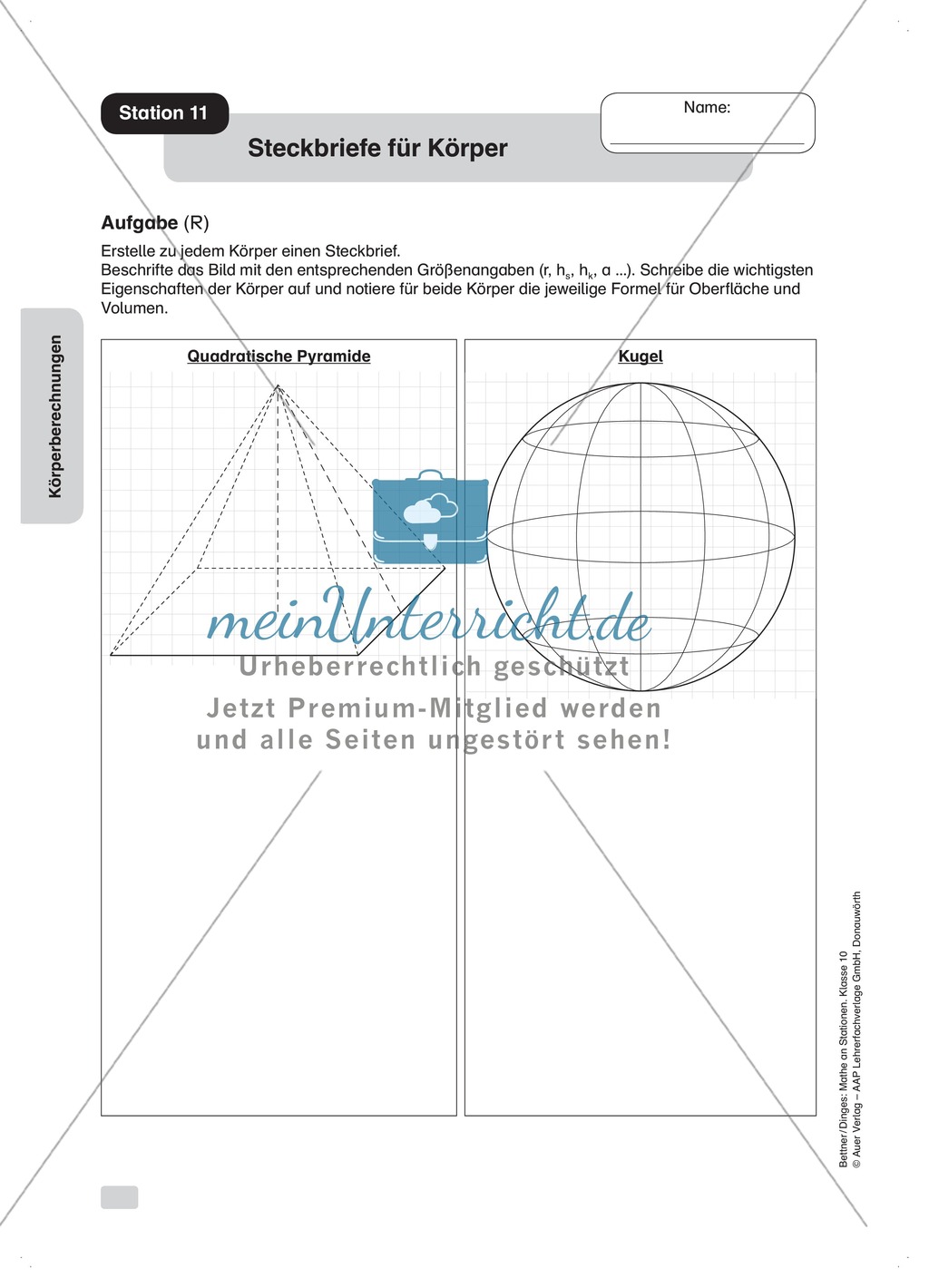 Stationenlernen: Berechnung von Körpern Preview 12