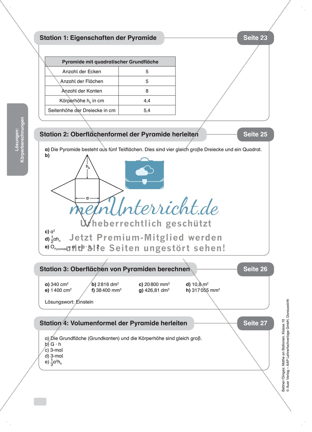 Stationenlernen: Berechnung von Körpern Preview 15