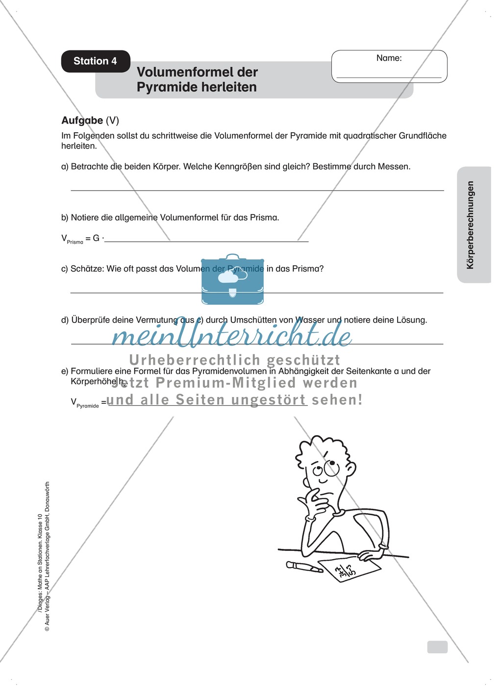 Stationenlernen: Berechnung von Körpern Preview 5