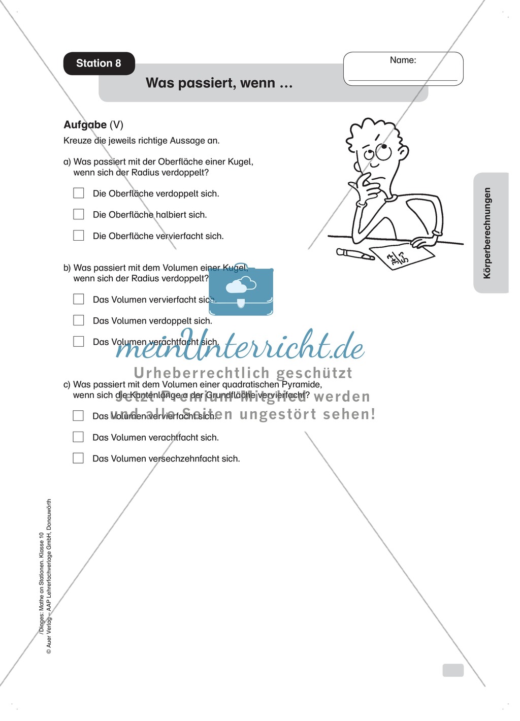 Stationenlernen: Berechnung von Körpern Preview 9