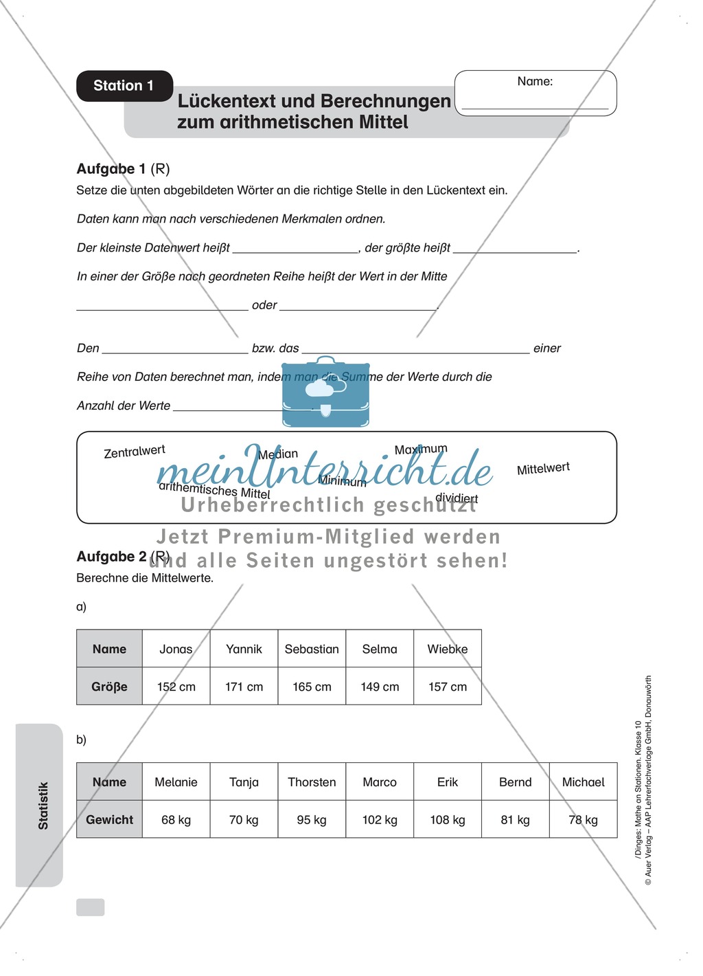 Sationenlernen: Statistik Preview 1