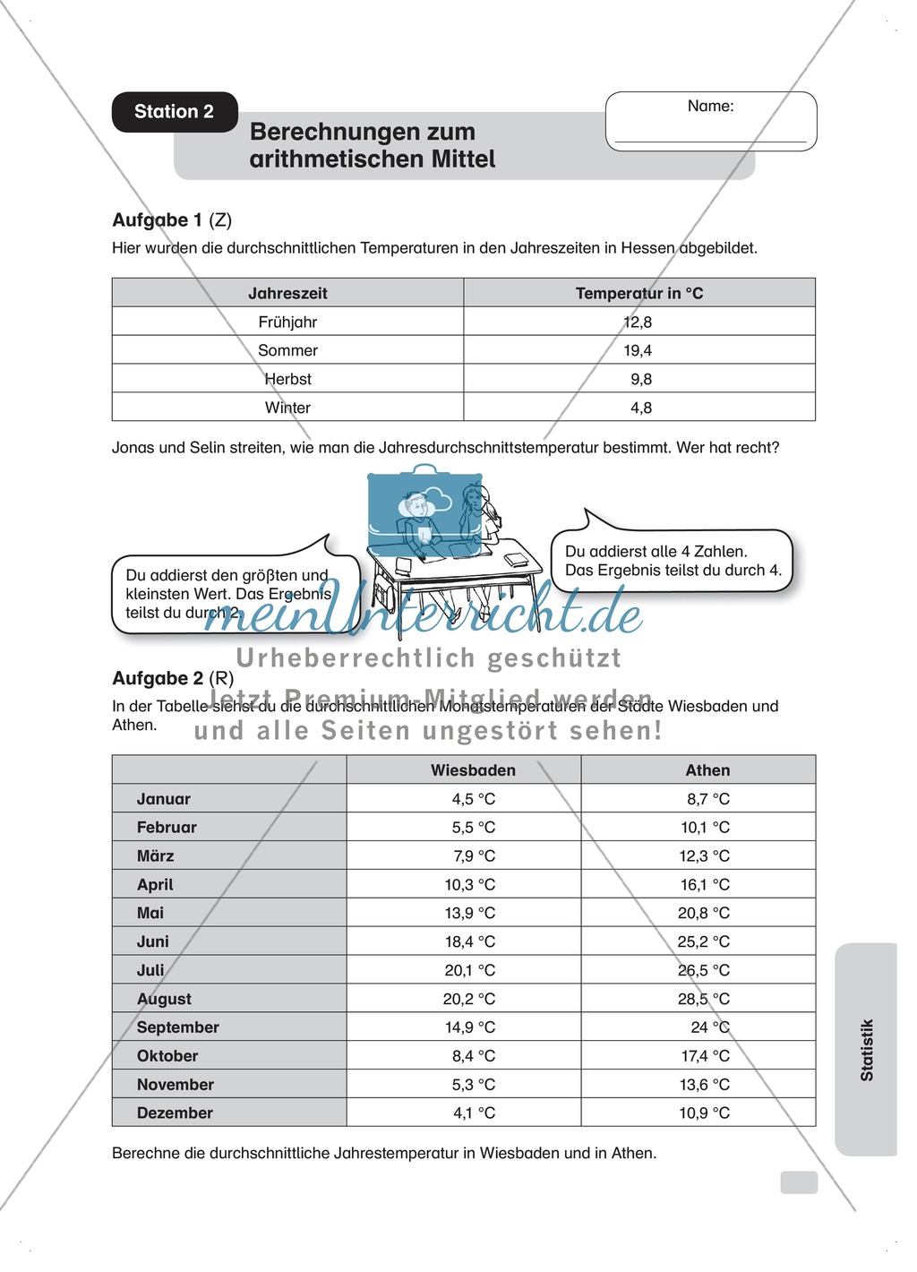 Sationenlernen: Statistik Preview 2