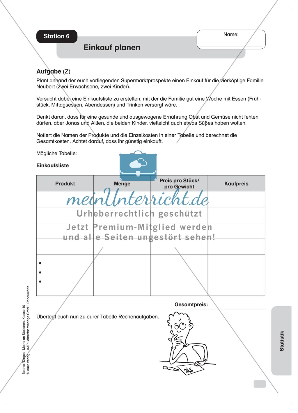 Statistik: Zentralwert (Median), Tabellen und Diagramme Preview 2