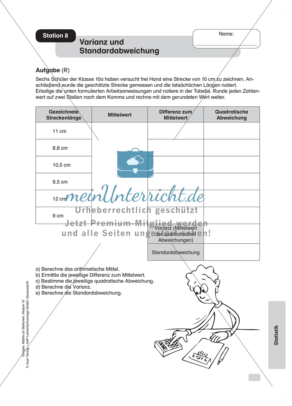 Statistik: Varianz und Standardabweichung Preview 1