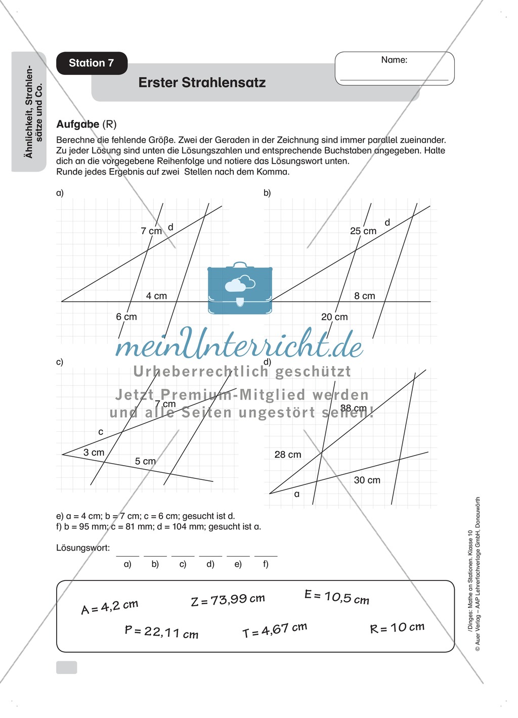 Rätselaufgabe zum ersten Strahlensatz Preview 1