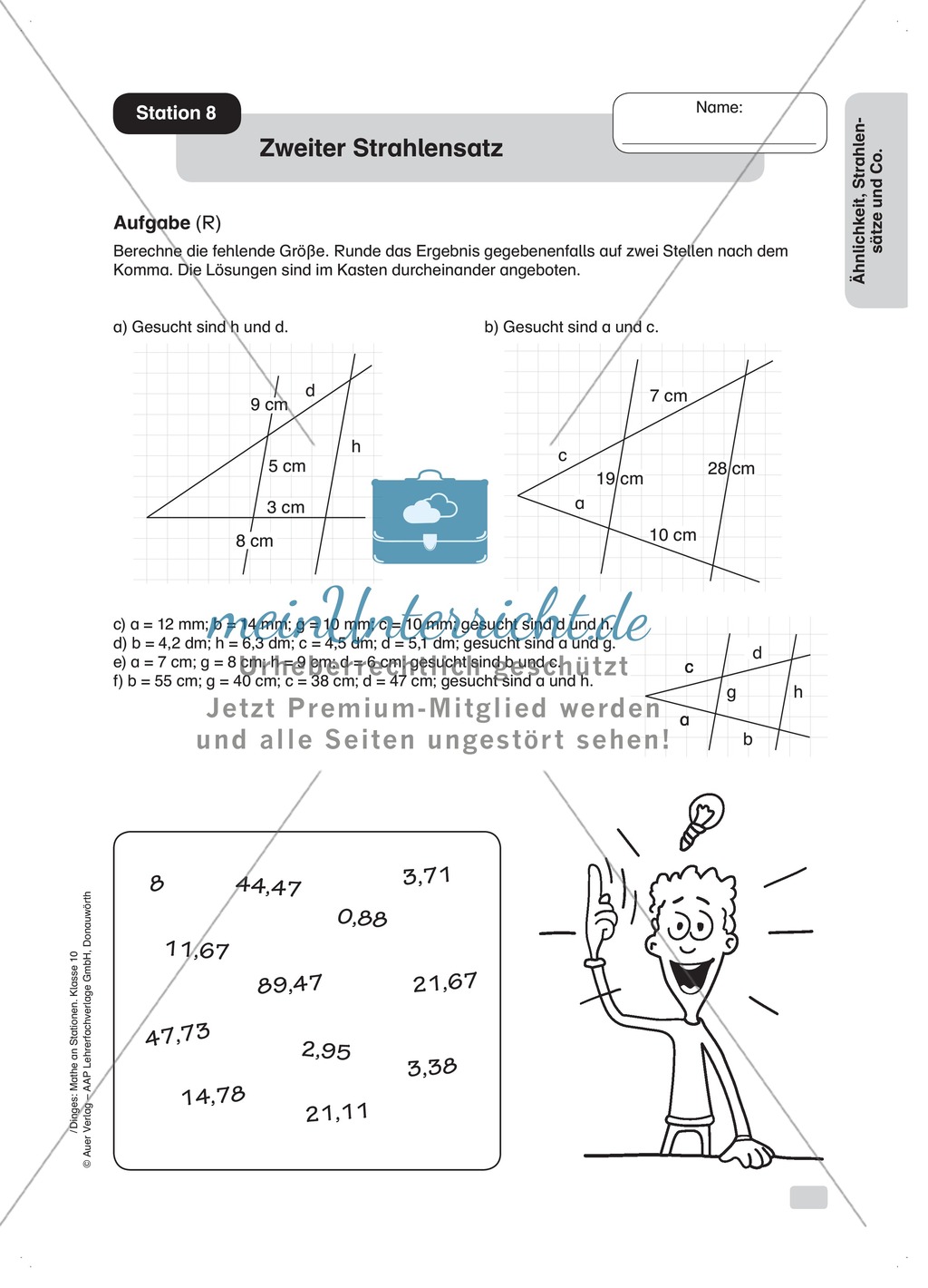 Übungen mit Selbstkontrolle zum zweiten Strahlensatz Preview 1