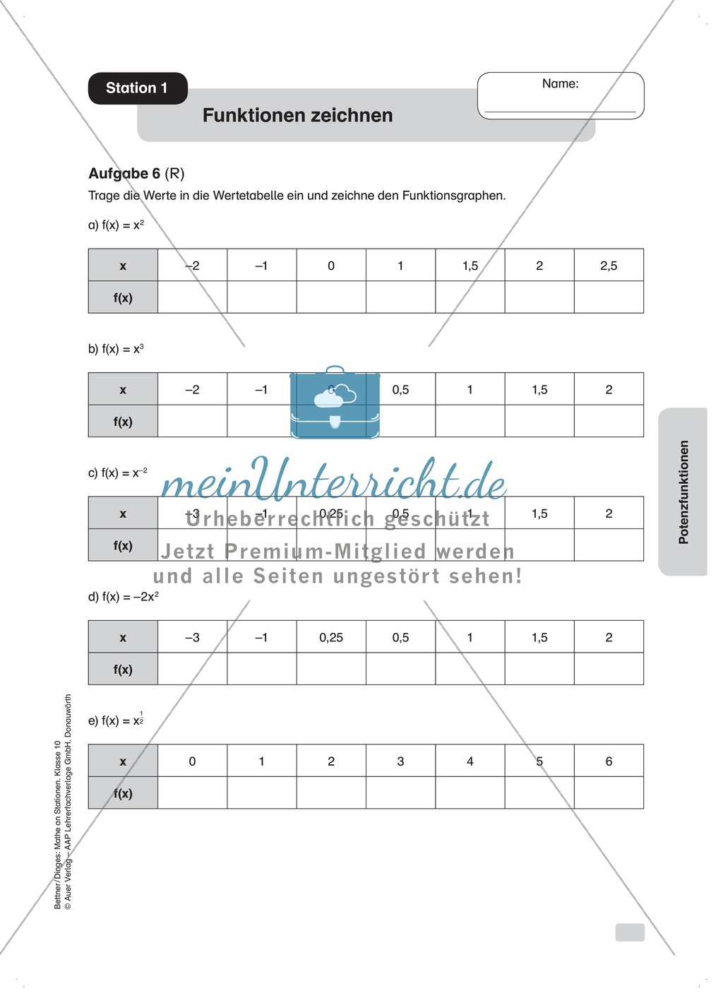 Stationenlernen: Potenzfunktionen Preview 1