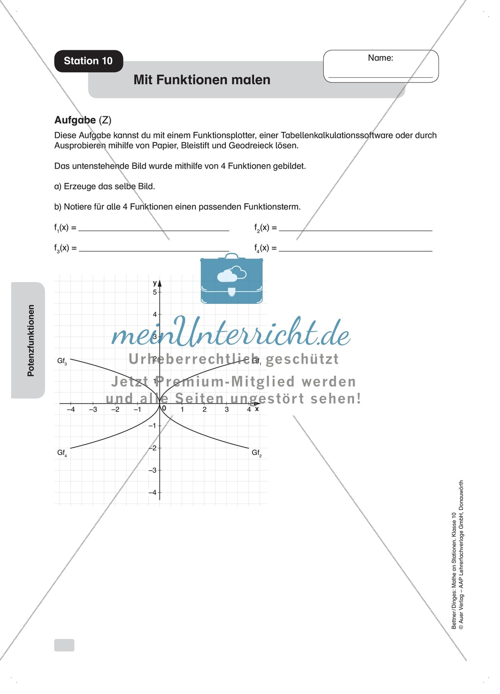 Graphen zu Potenzfunktionen skizzieren, zuordnen und diskutieren Preview 3
