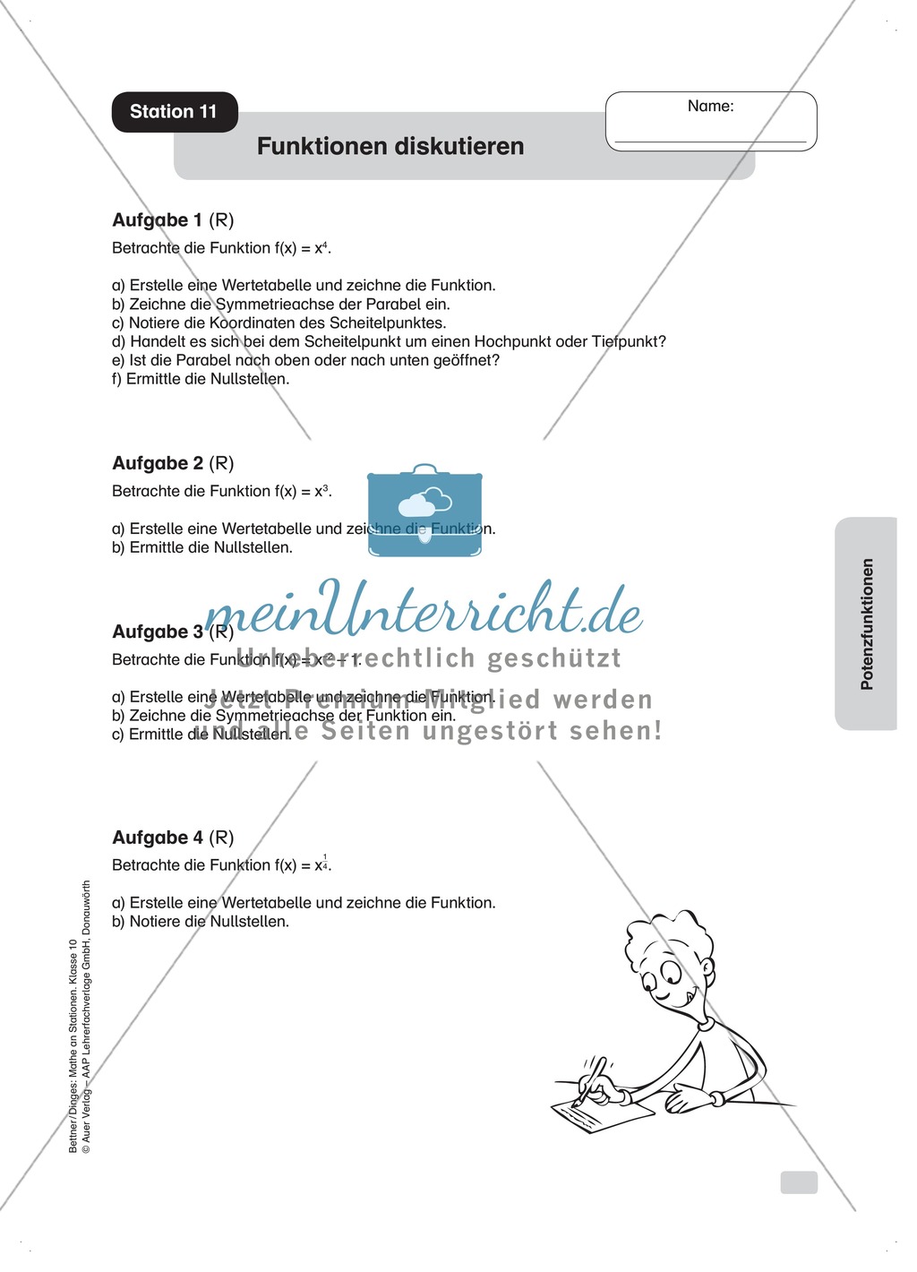 Graphen zu Potenzfunktionen skizzieren, zuordnen und diskutieren Preview 4