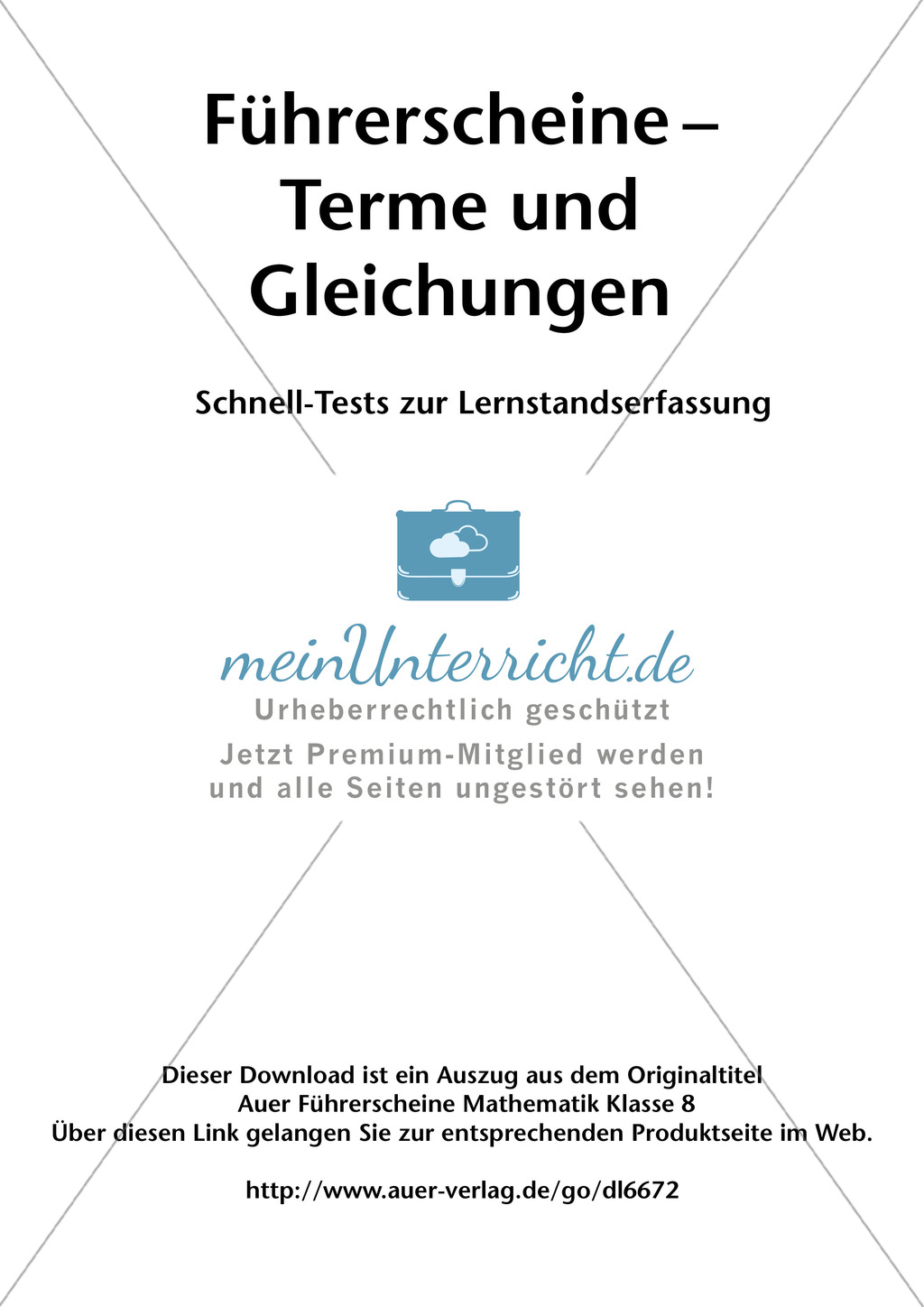 Einfache und geklammerte ganze und rationale Terme und Gleichungen. Enthält einen Schnelltest und Lösungen. Preview 1