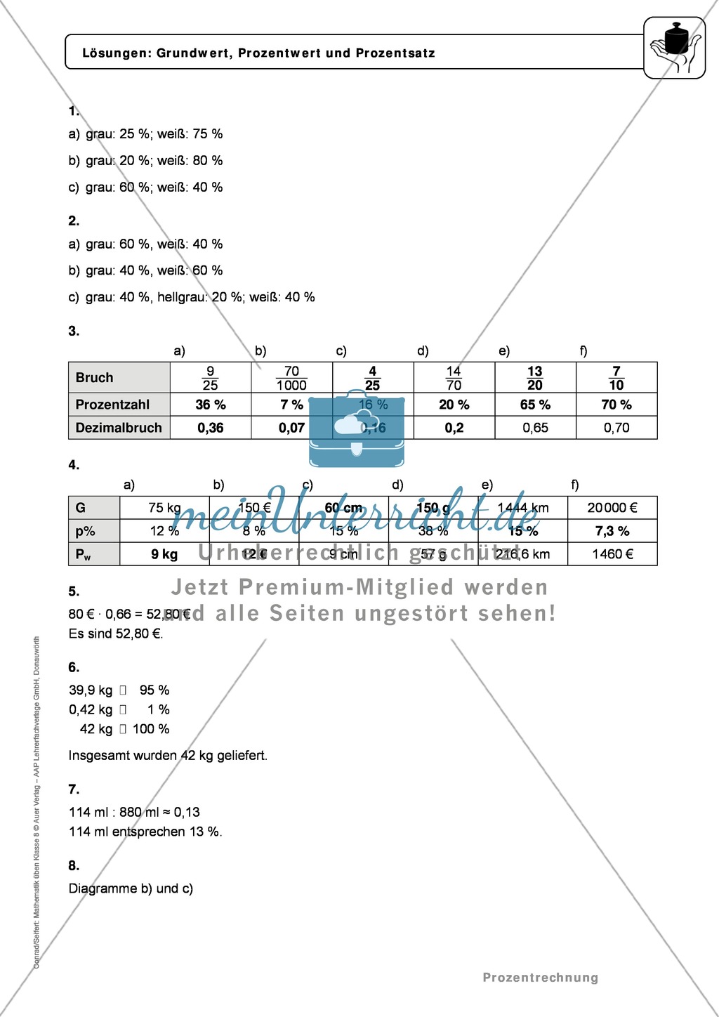 Prozentrechnung: Grundlagen und Dreisatz - Infotexte + Aufgaben + Lösungen Preview 4