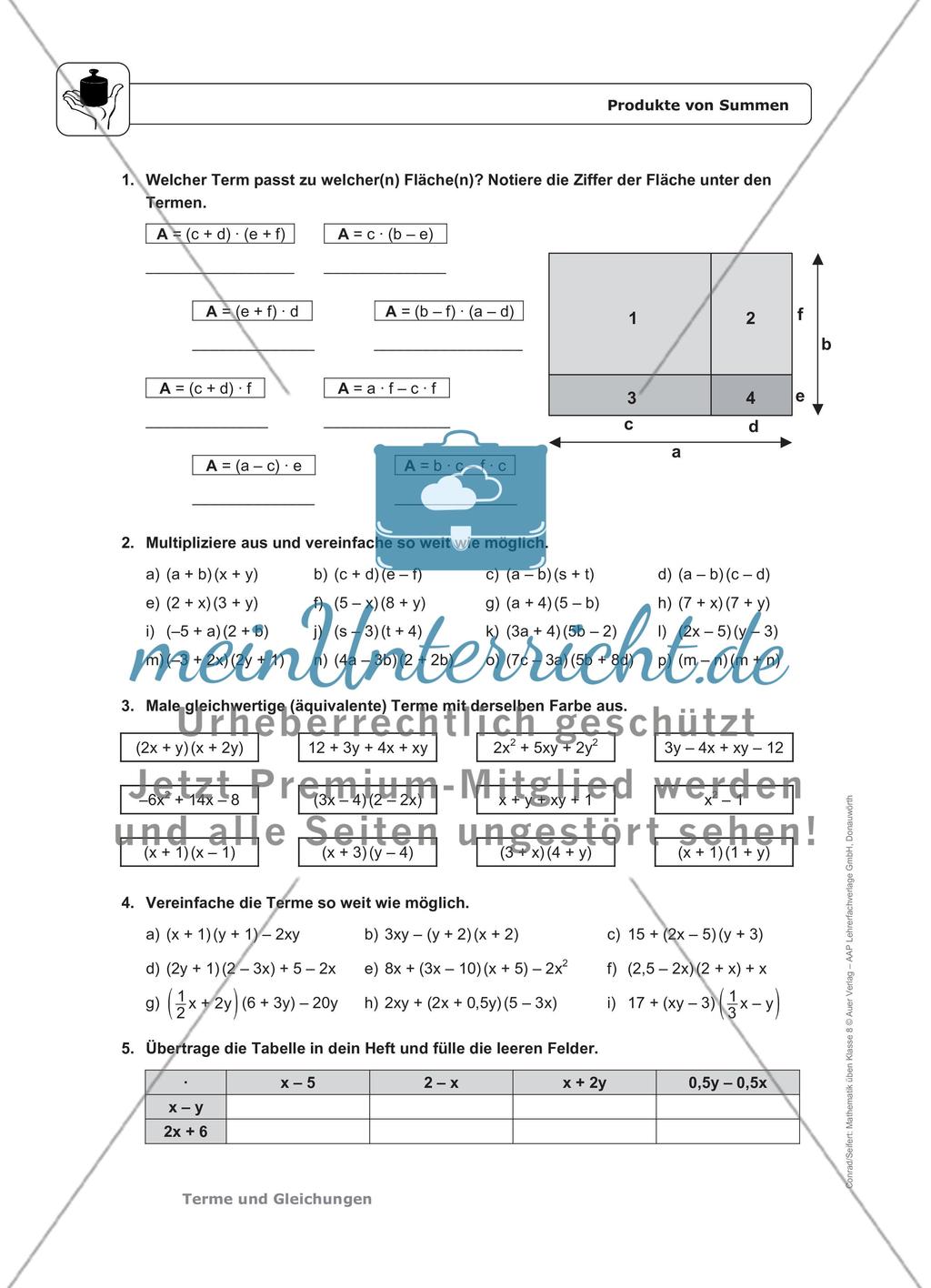 Multiplizieren von Summen und Differenzen - Das Distributivgesetz Preview 2