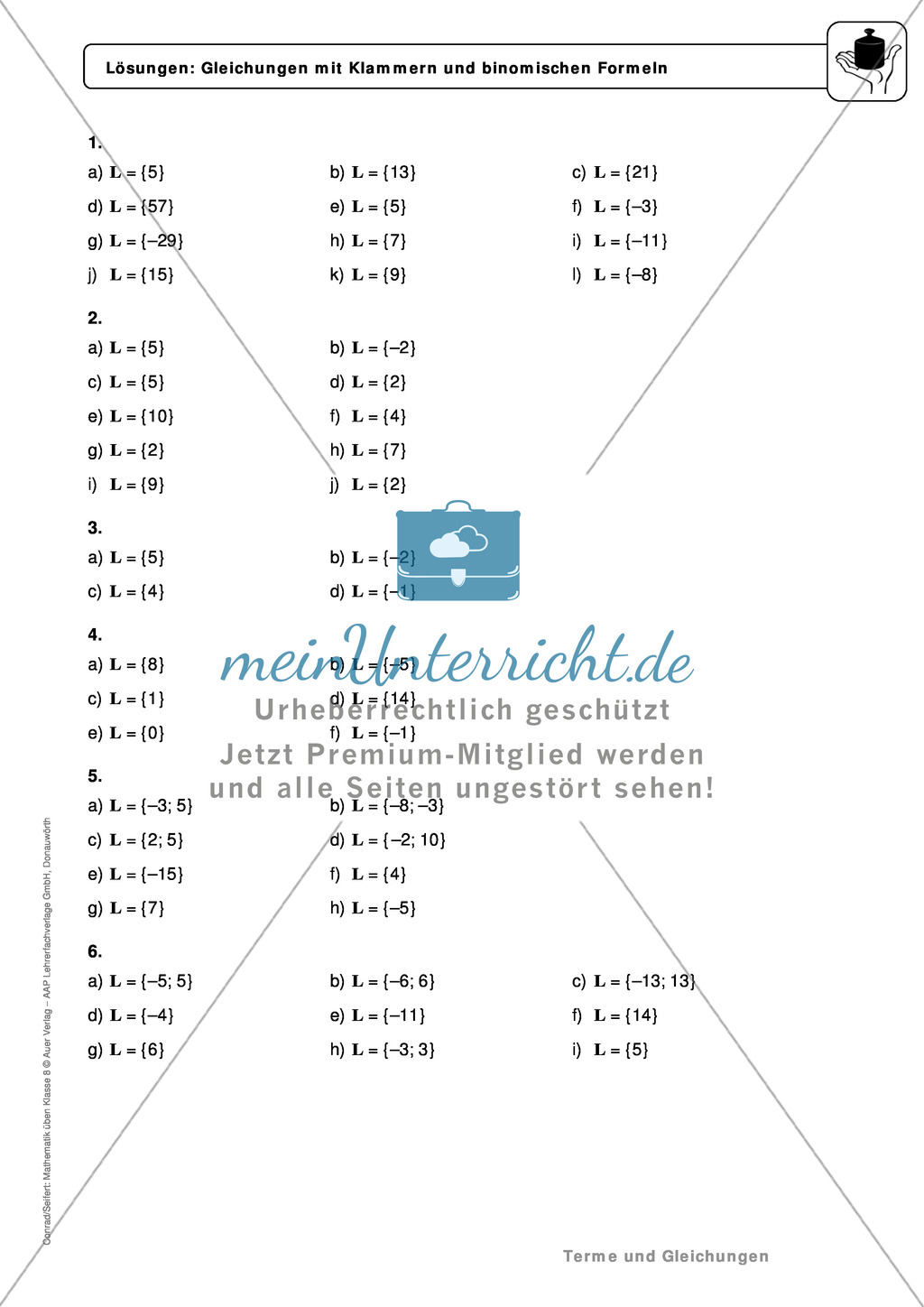 Gemischte Aufgaben zu linearen Gleichungen Preview 4