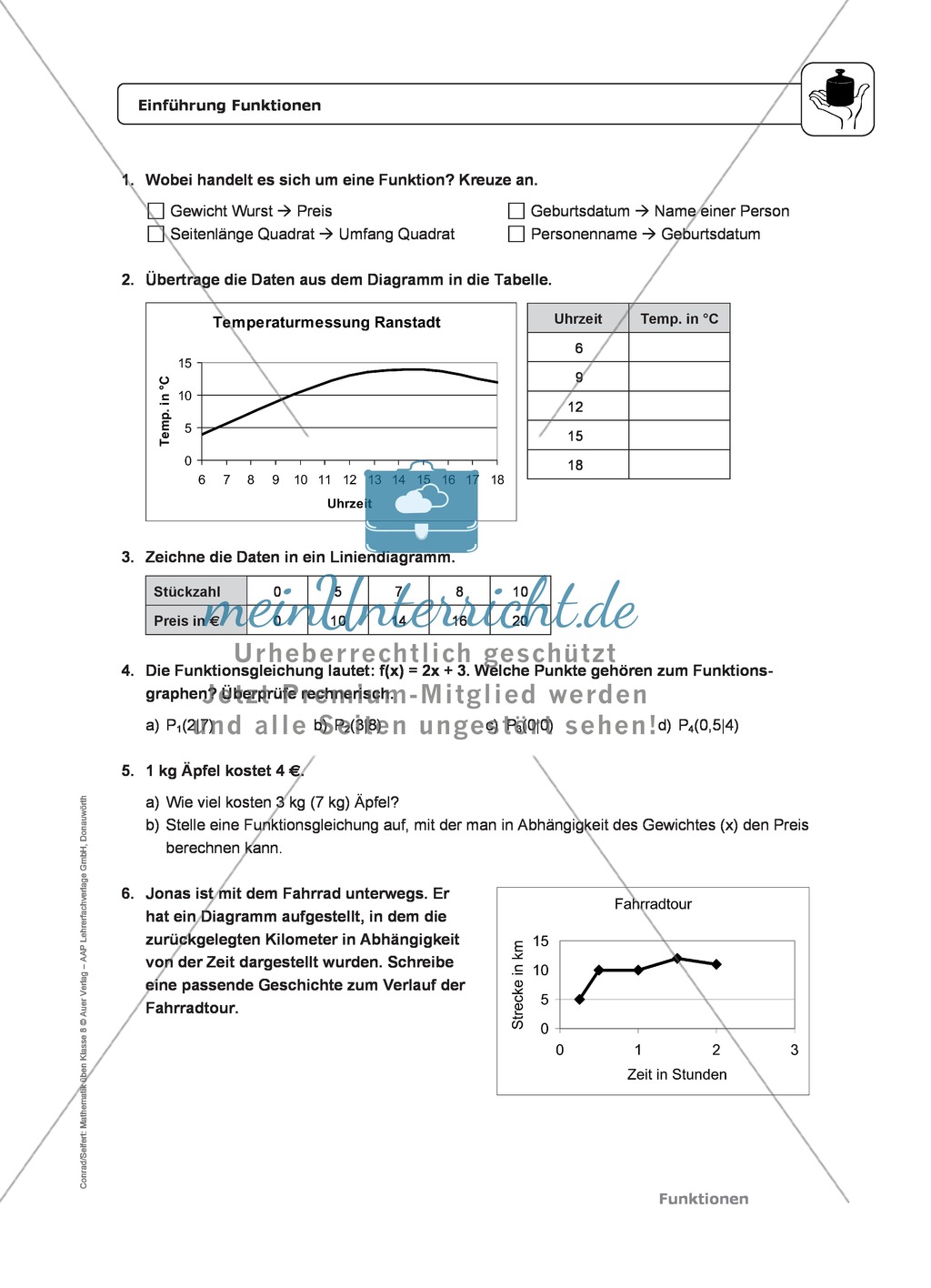 Funktionen: Grundlagen / Eigenschaften von Funktionen - Infotext + Aufgaben + Lösungen Preview 2