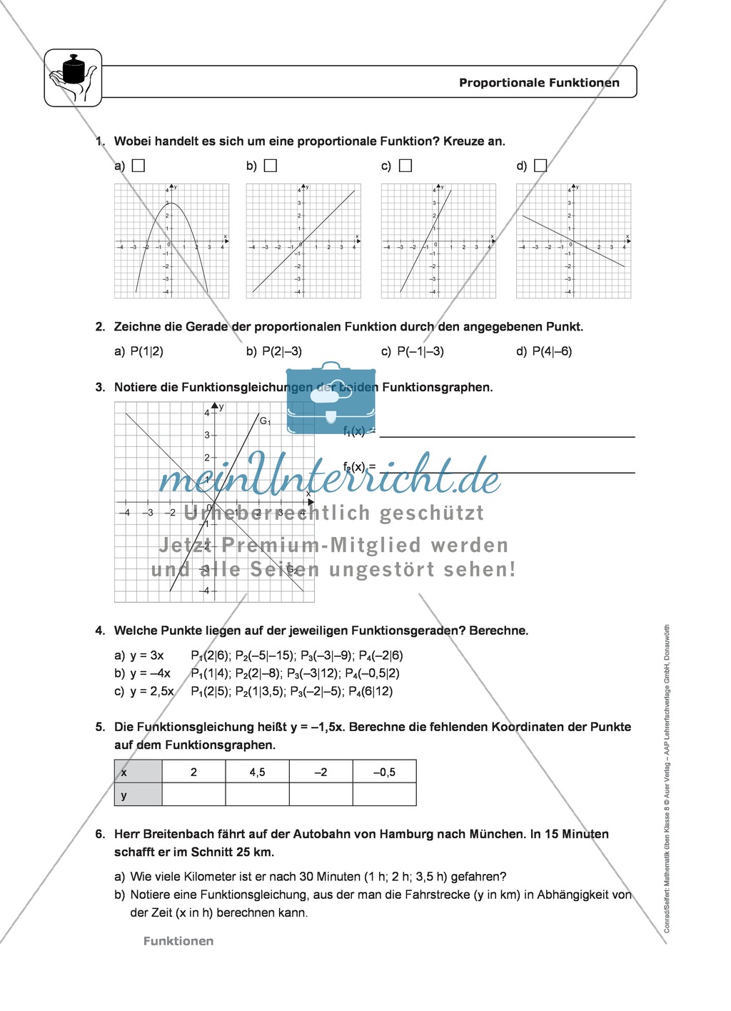 Funktionen: Eigenschaften und Steigung von proportionalen Funktionen - Infotexte + Aufgaben + Lösungen Preview 2