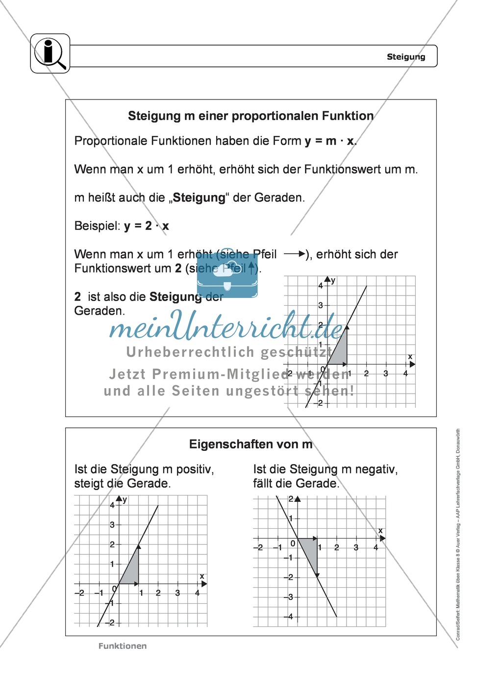 Funktionen: Eigenschaften und Steigung von proportionalen Funktionen - Infotexte + Aufgaben + Lösungen Preview 4