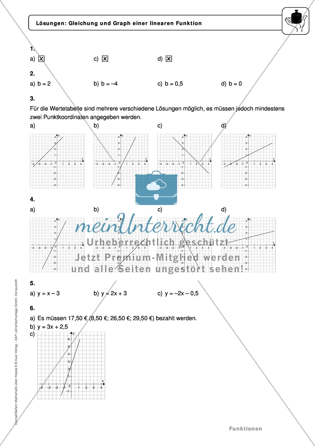 Funktionen: Steigung von linearen Funktionen - Infotext + Aufgaben + Lösungen Preview 4