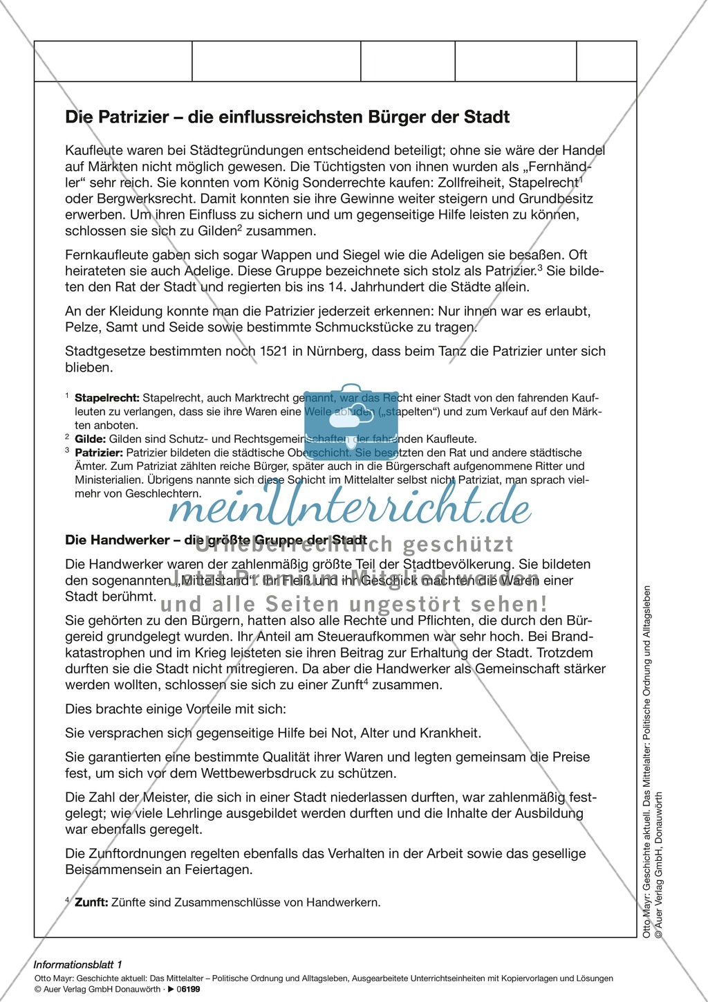 Mittelalter: Patrizier und Handwerker. Preview 1