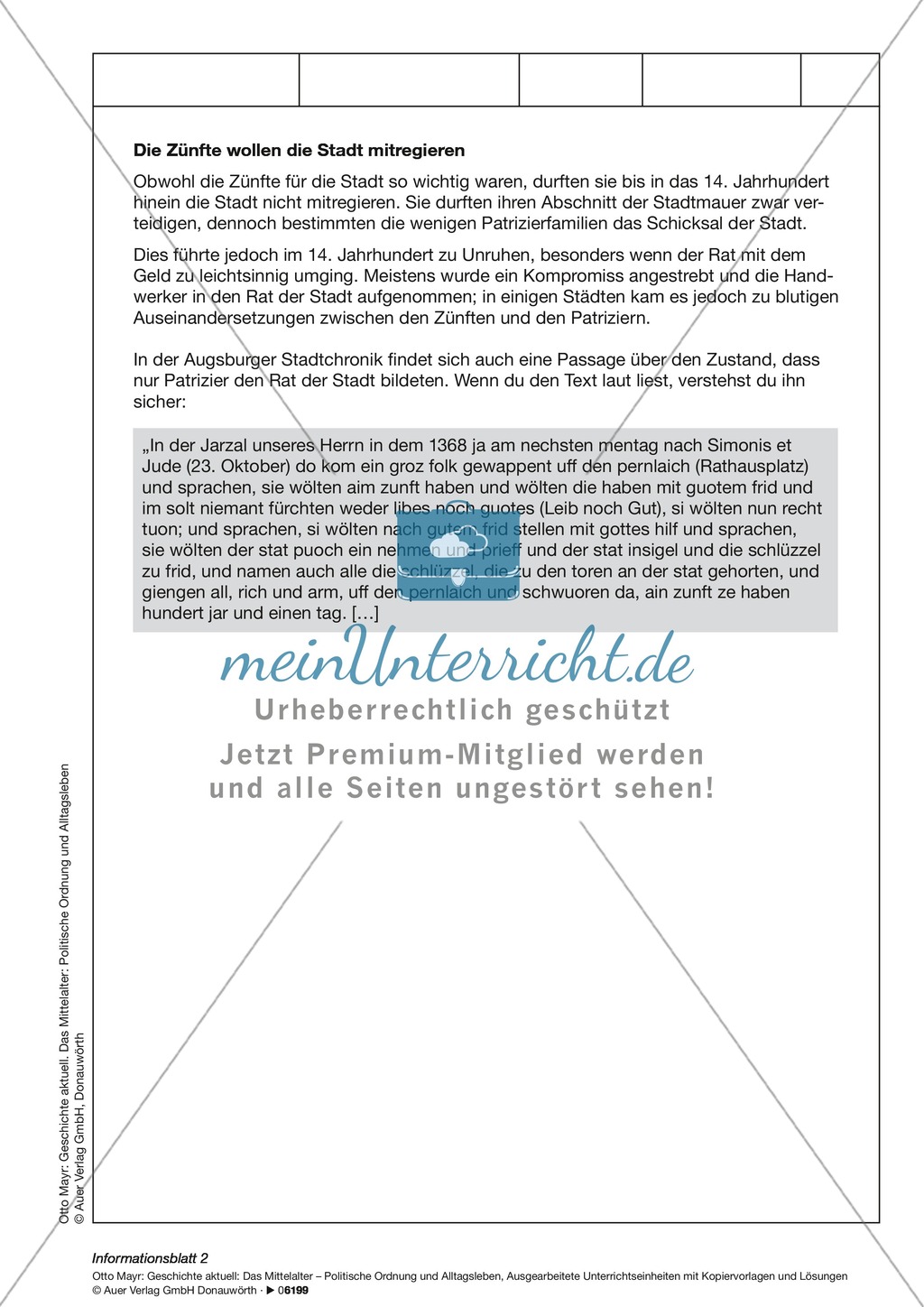 Mittelalter: Patrizier und Handwerker. Preview 2
