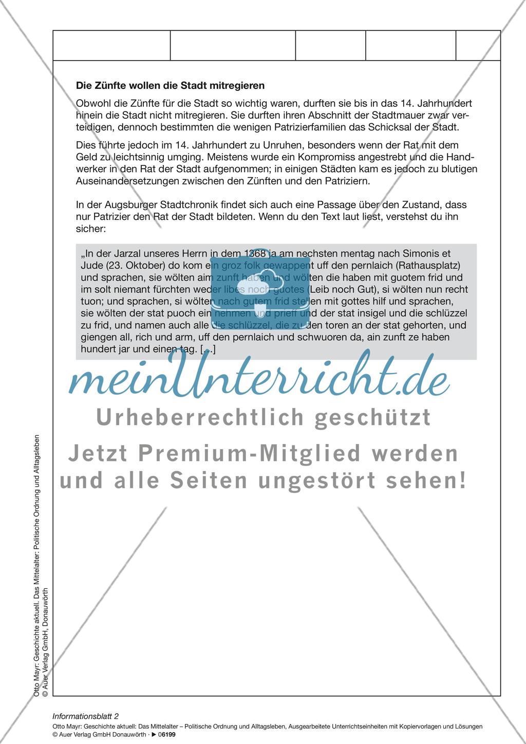 Mittelalter: Patrizier und Handwerker. Preview 2