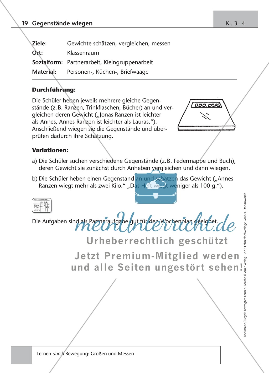 Lernen durch Bewegung: Gewichte schätzen, vergleichen und messen Preview 1