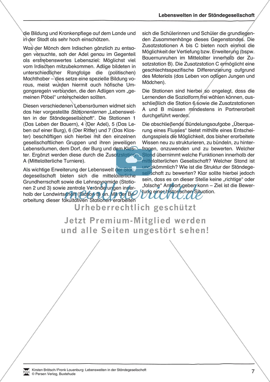 Lebenswelten in der Ständegesellschaft: Einführung für Lehrkräfte Preview 2