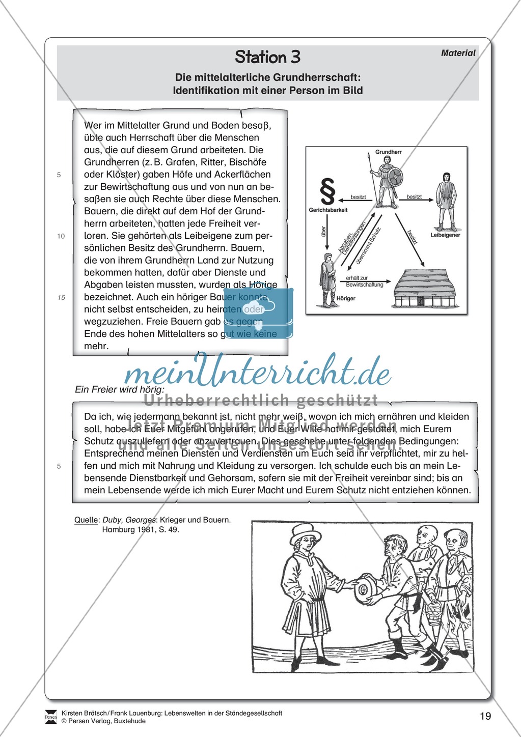 Die mittelalterliche Grundherrschaft: Identifikation mit einer Person im Bild. Lernstation Preview 2