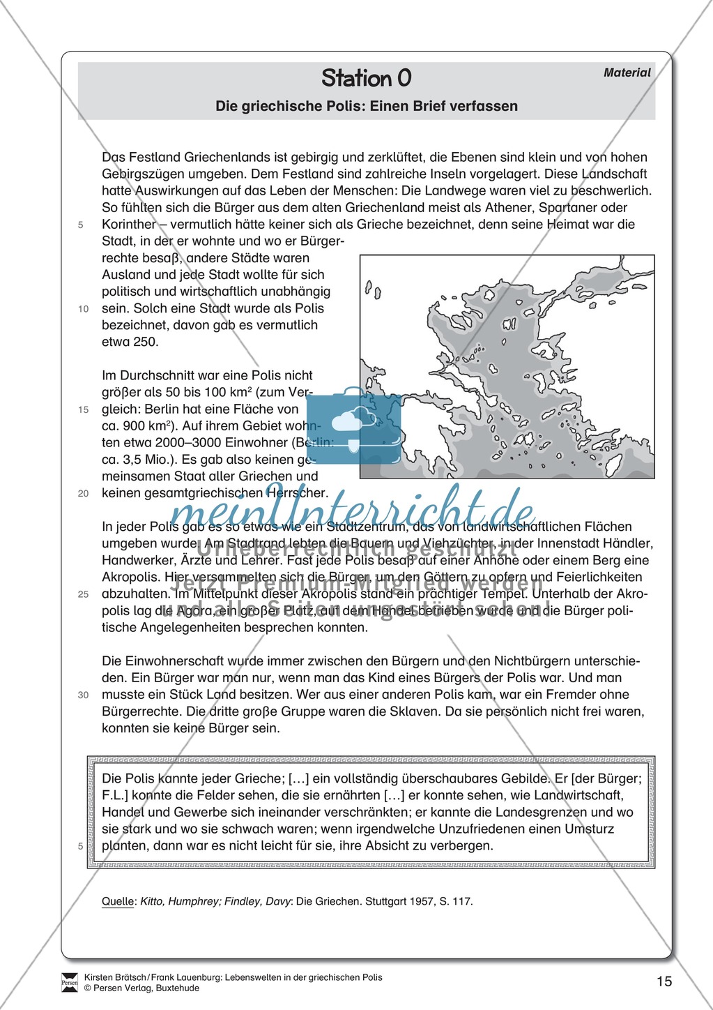Die griechische Polis: Einen Brief verfassen. Lernstation Preview 2