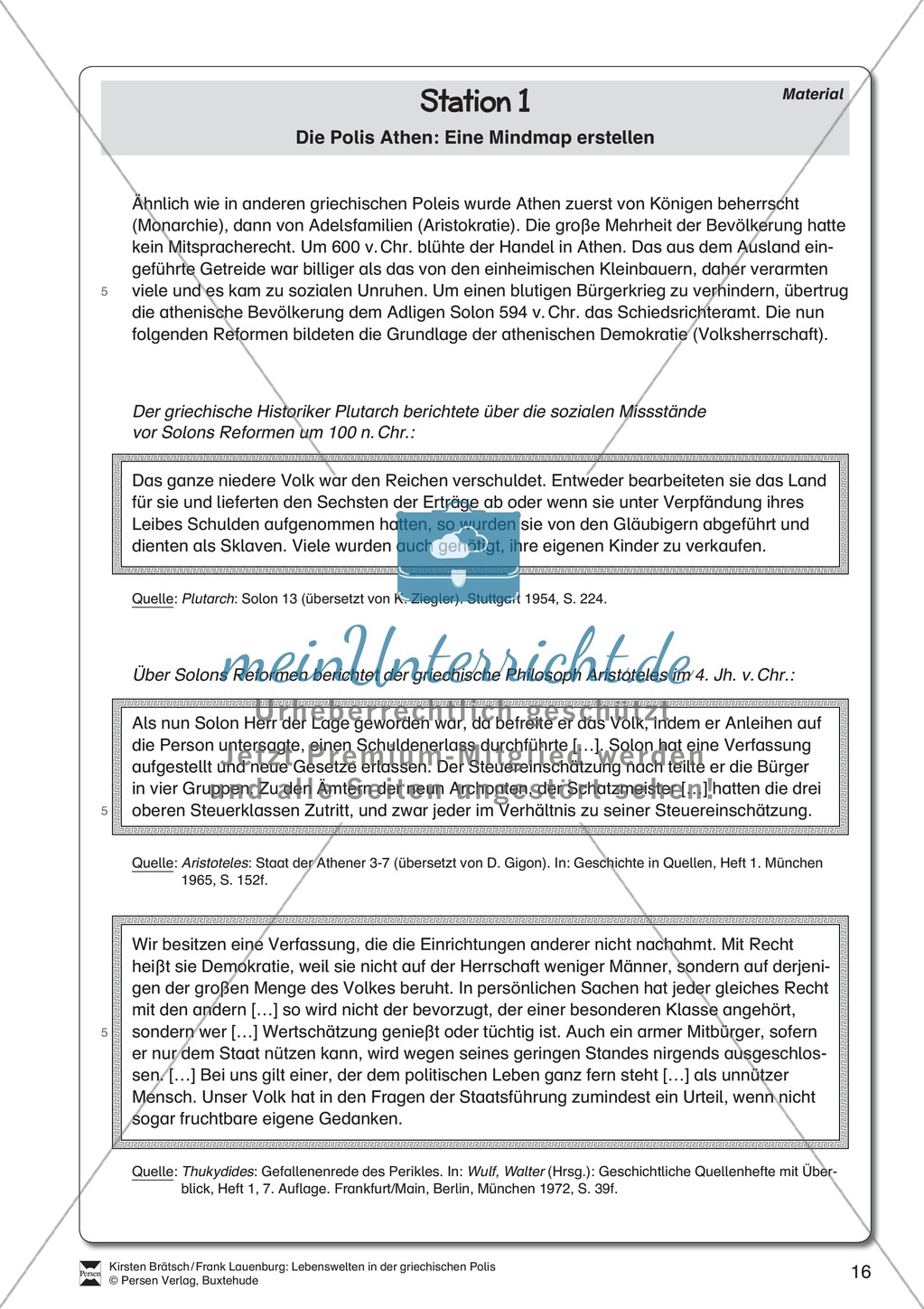 Die Polis Athen: Eine Mindmap erstellen. Lernstation Preview 2
