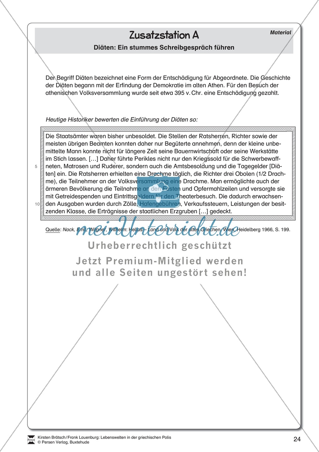 Diäten in der griechischen Antike: Ein stummes Schreibgespräch führen. Lernstation Preview 2