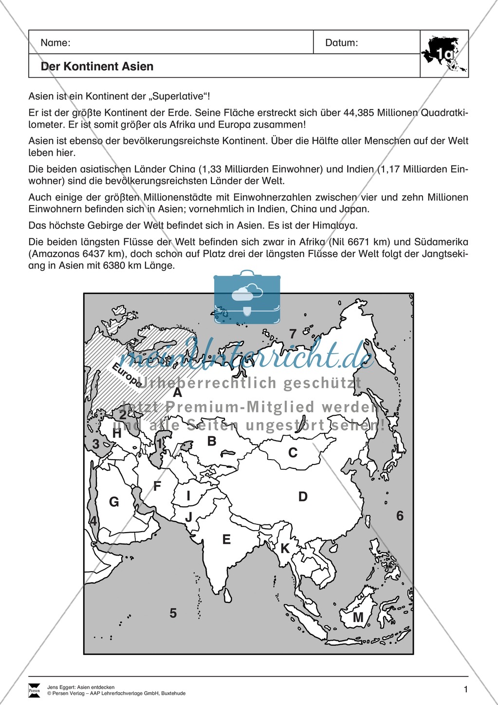 Der Kontinent Asien: Einführung + Grundlagen - meinUnterricht