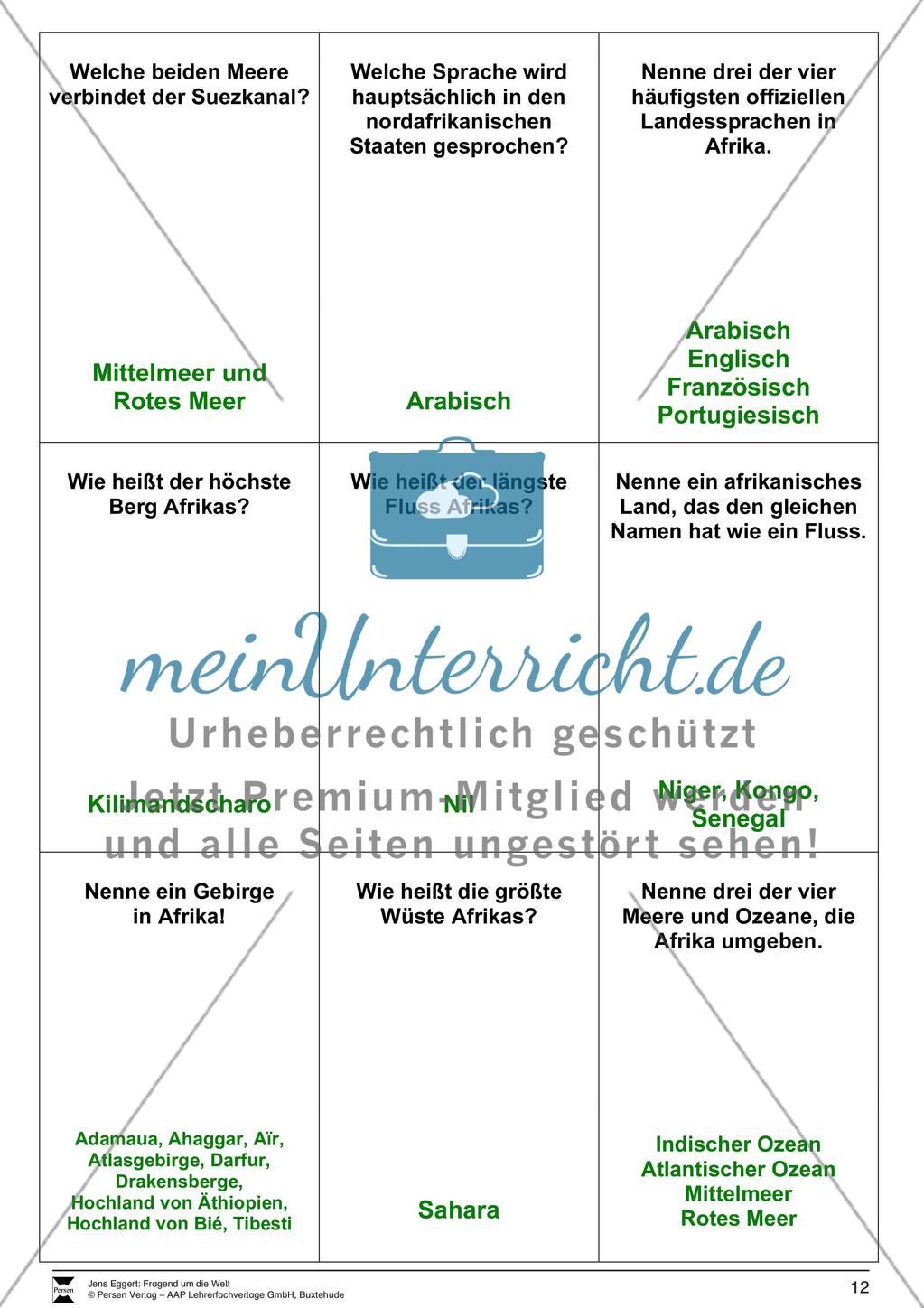 Die Welt und seine Kontinente - Ein Fragespiel Preview 12