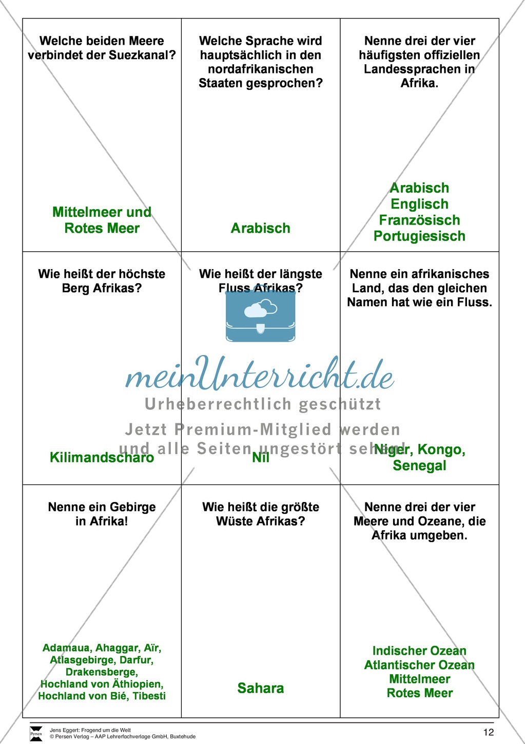Die Welt und seine Kontinente - Ein Fragespiel Preview 12