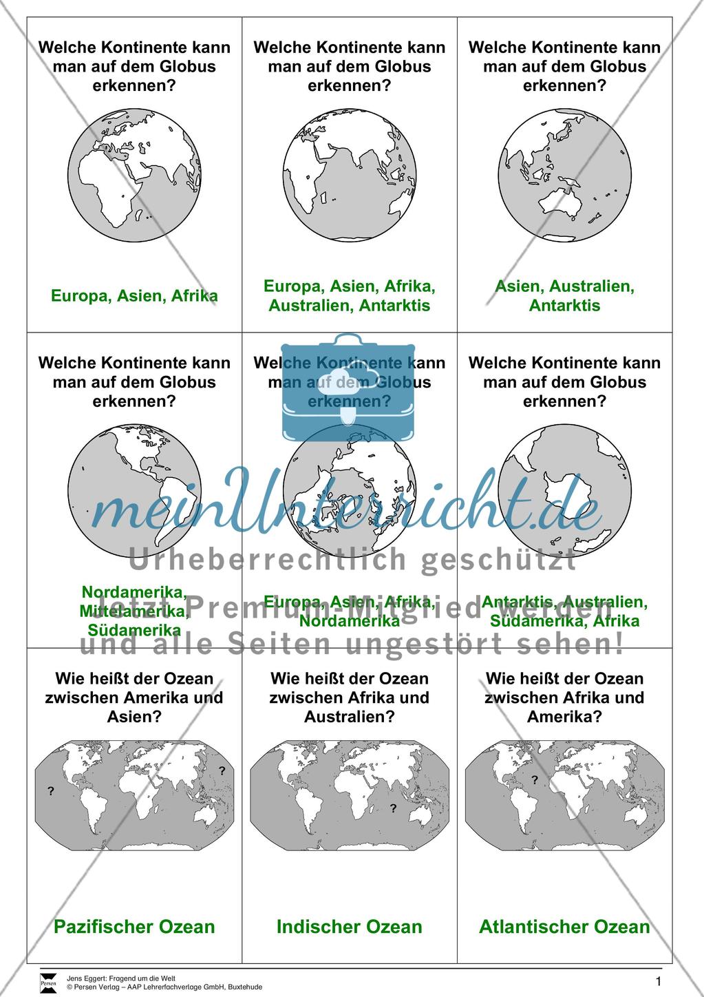 Die Welt und seine Kontinente - Ein Fragespiel Preview 1