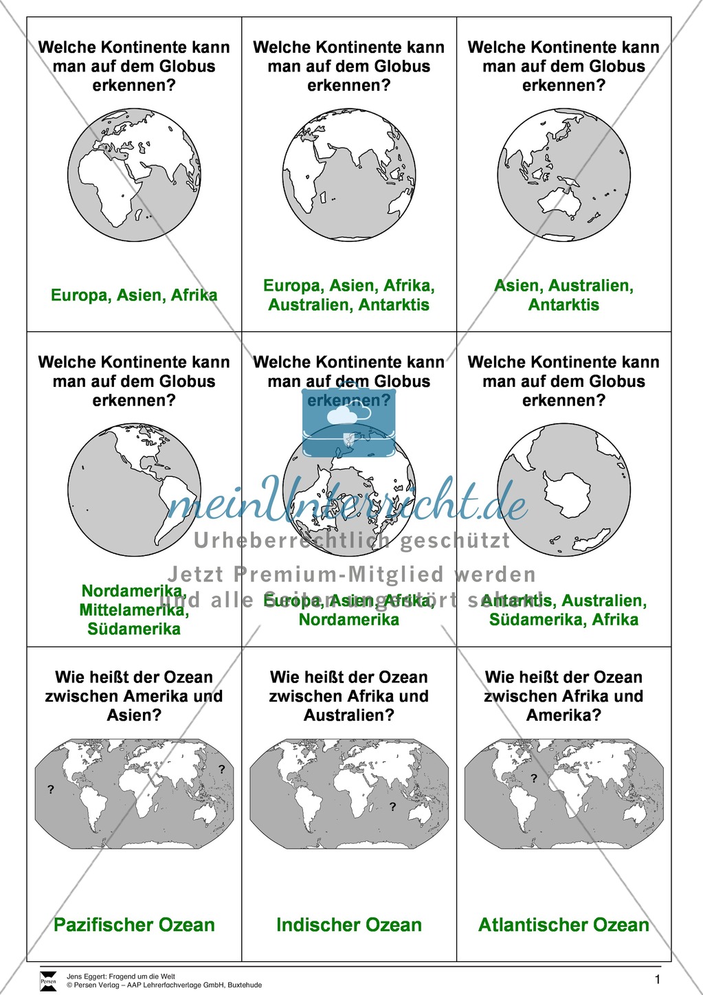 Die Welt und seine Kontinente - Ein Fragespiel Preview 1