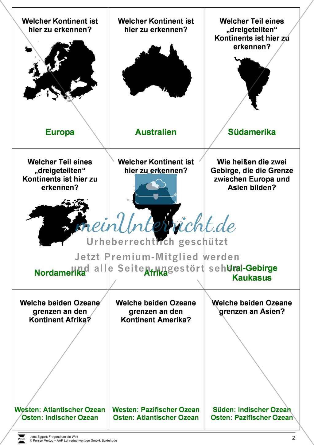 Die Welt und seine Kontinente - Ein Fragespiel Preview 2