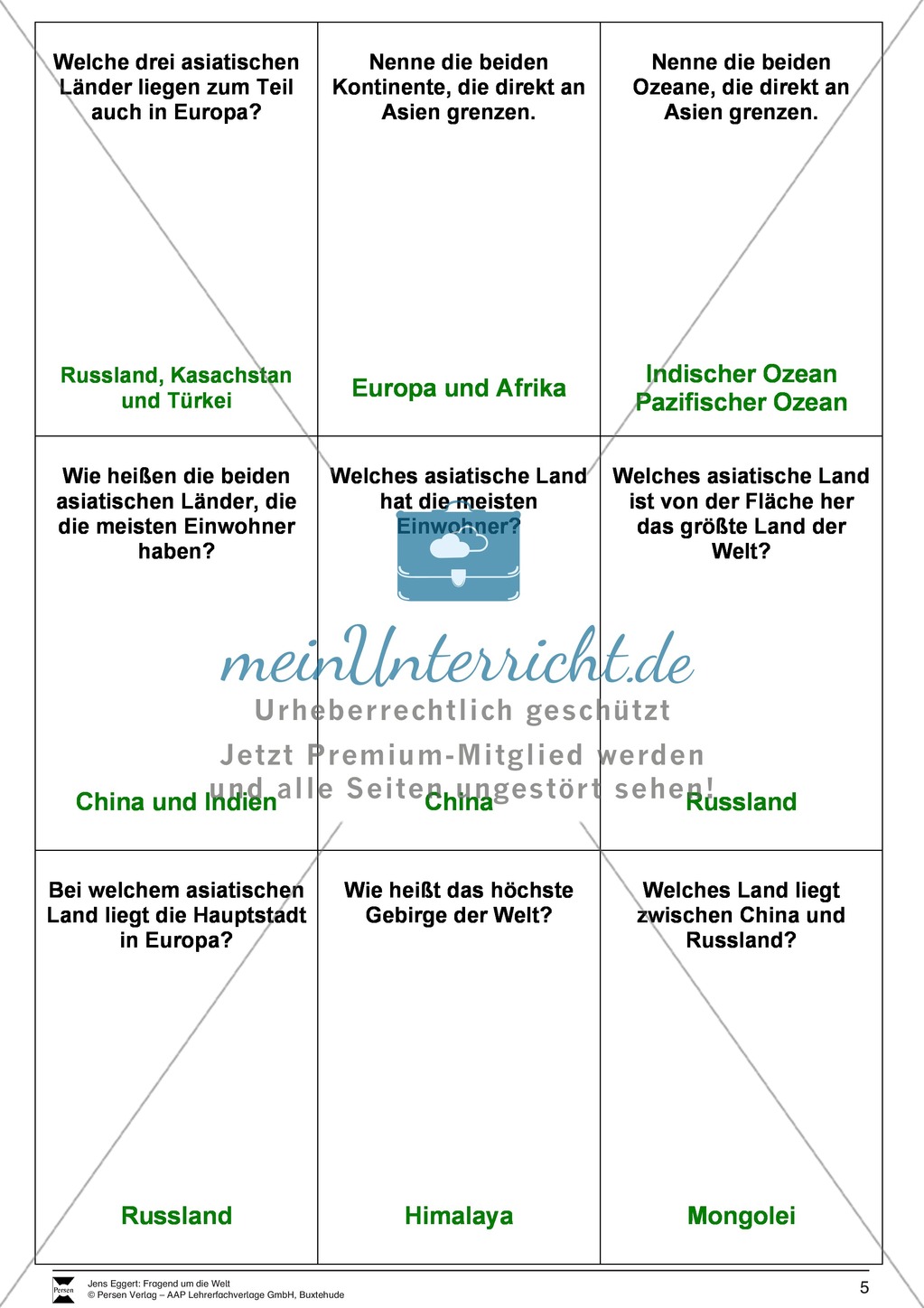 Die Welt und seine Kontinente - Ein Fragespiel Preview 5