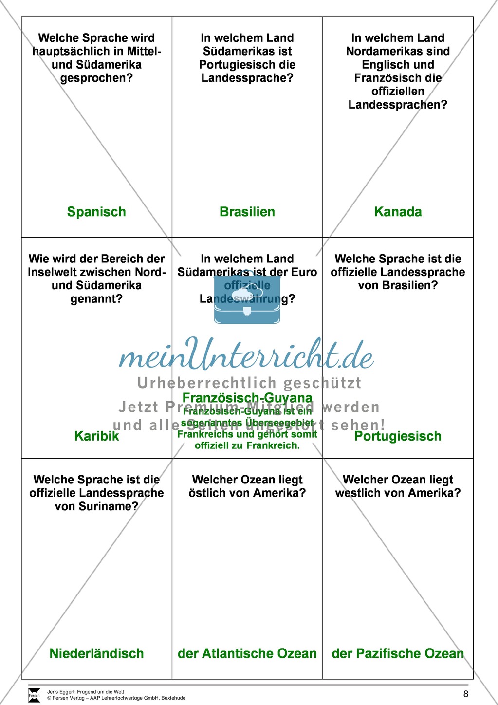 Die Welt und seine Kontinente - Ein Fragespiel Preview 8
