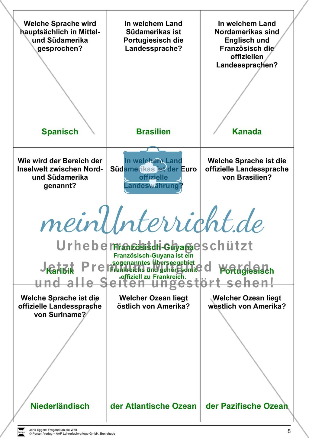 Die Welt und seine Kontinente - Ein Fragespiel Preview 8