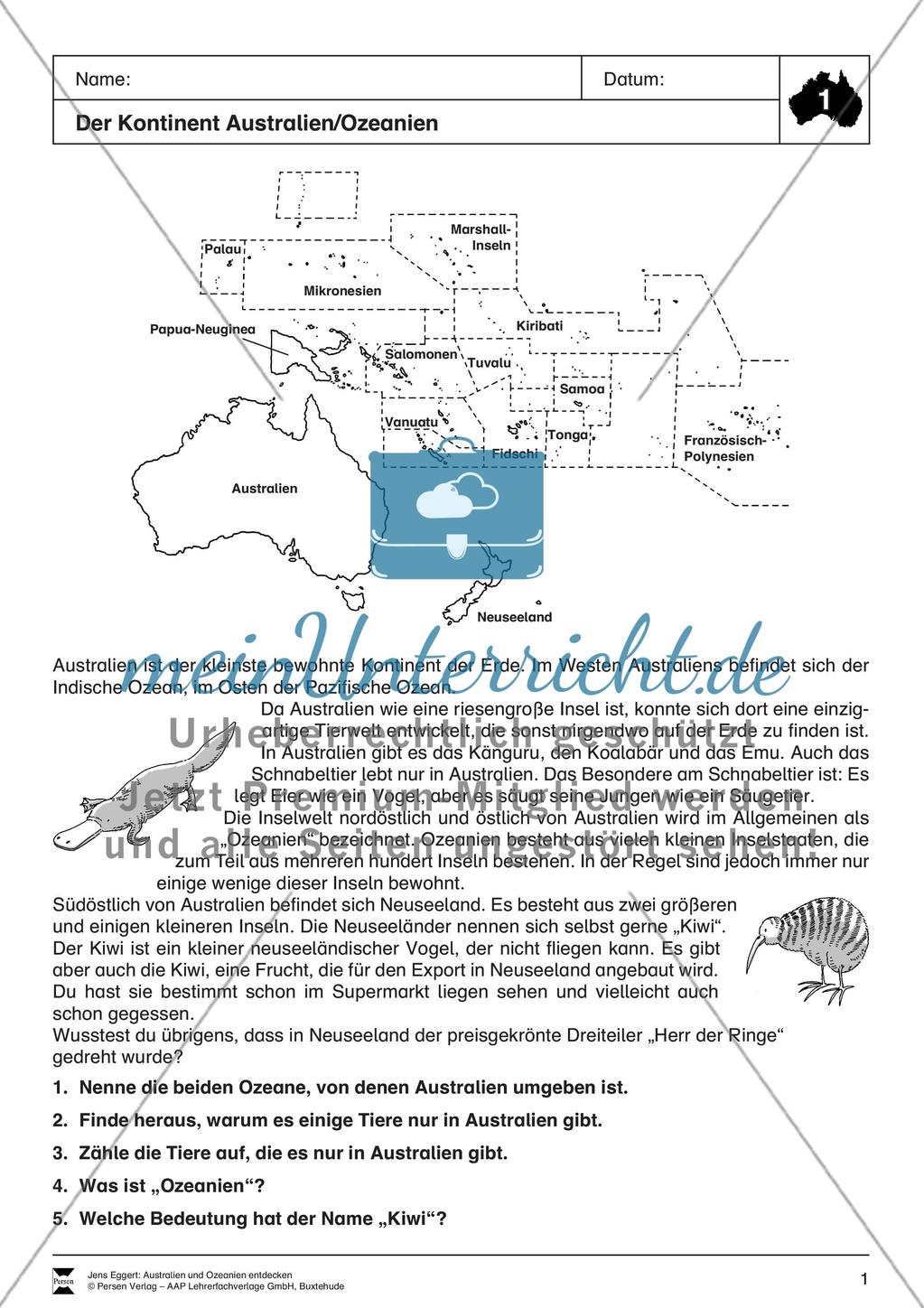 Der Kontinent Australien/Ozeanien: Überblick Preview 1