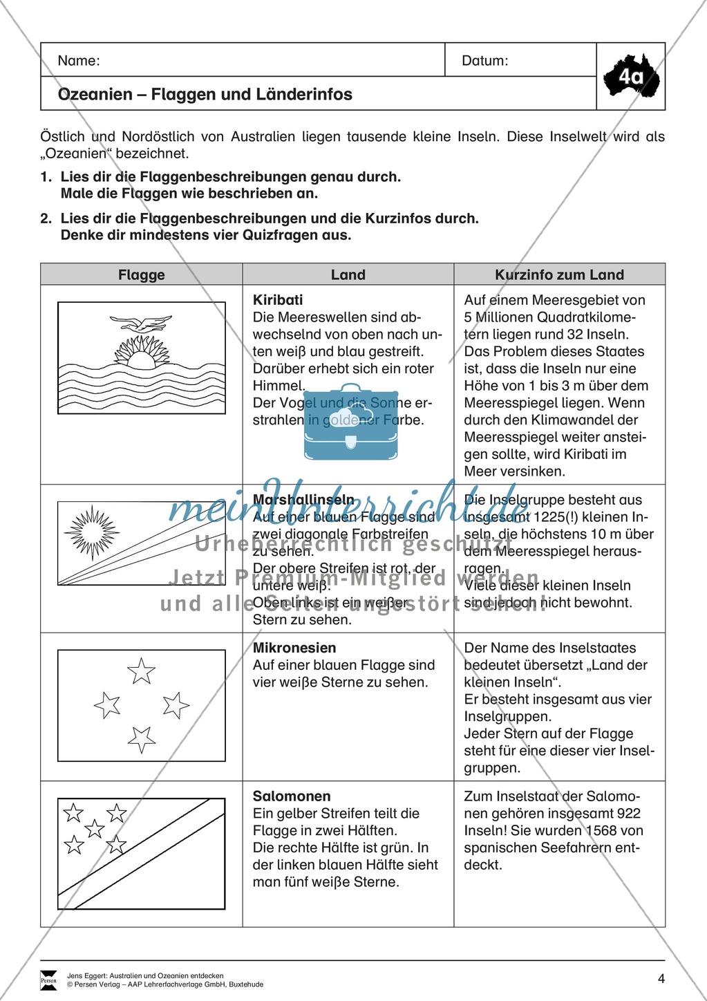 Der Kontinent Australien/Ozeanien: Ozeanien - Flaggen + Länderinfos Preview 1