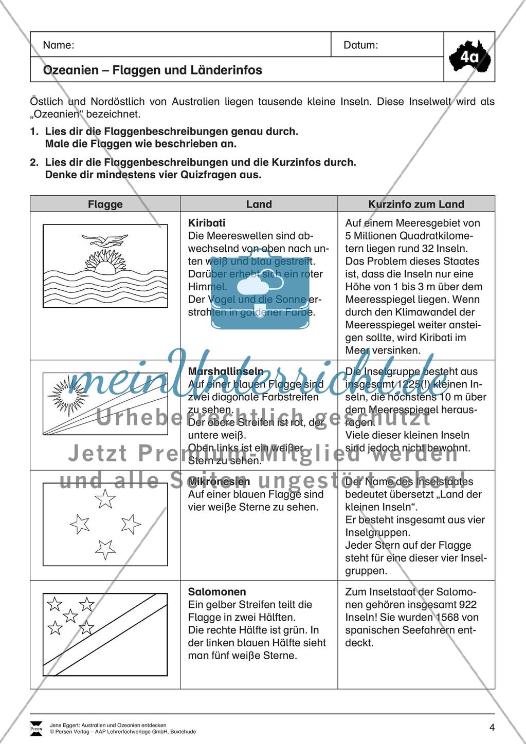 Der Kontinent Australien/Ozeanien: Ozeanien - Flaggen + Länderinfos Preview 1