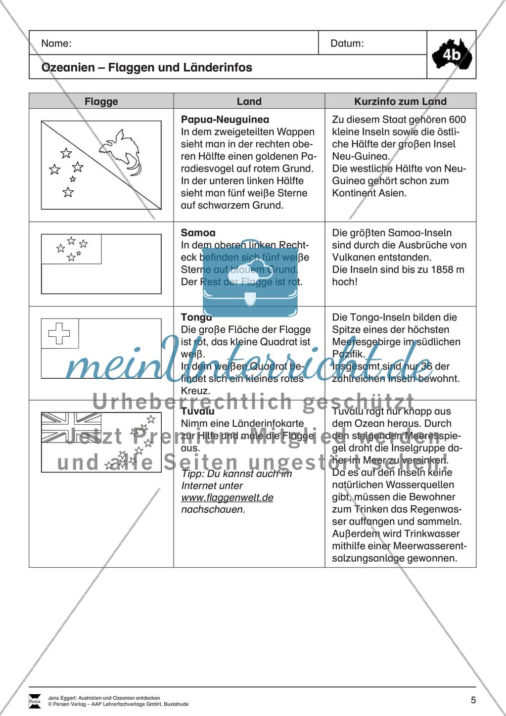 Der Kontinent Australien/Ozeanien: Ozeanien - Flaggen + Länderinfos Preview 2