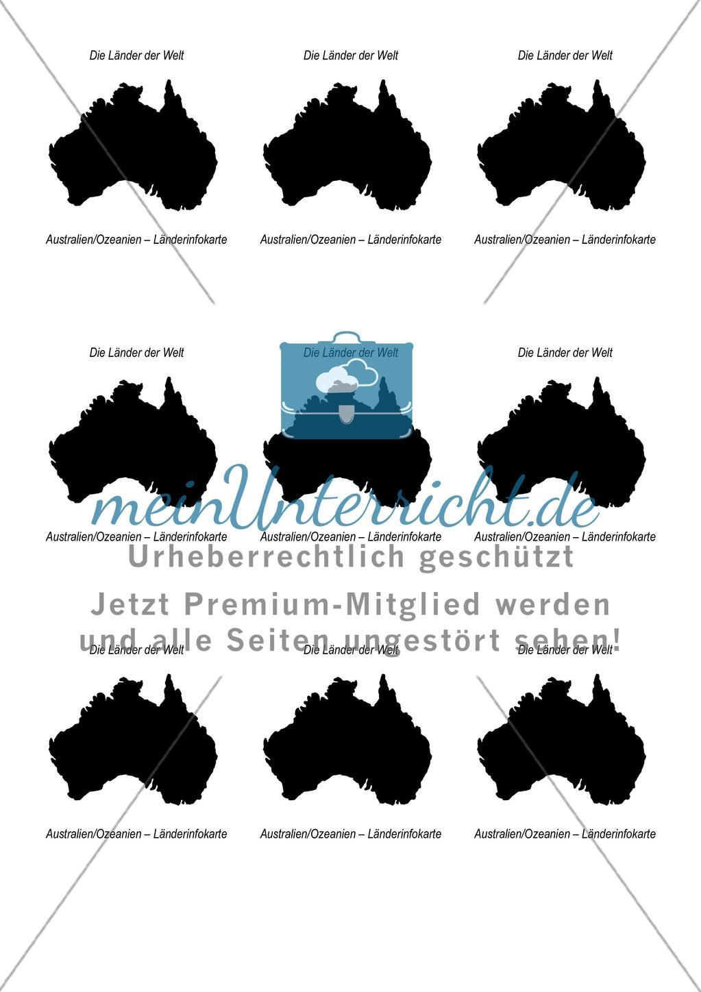 Der Kontinent Australien/Ozeanien: Länderinfokarte Preview 1