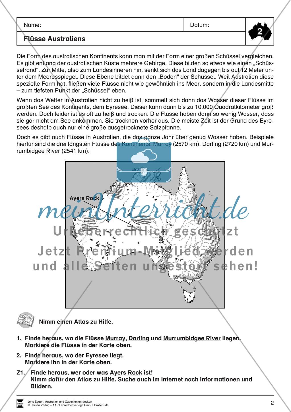 Der Kontinent Australien/Ozeanien: Die Flüsse Australiens Preview 1