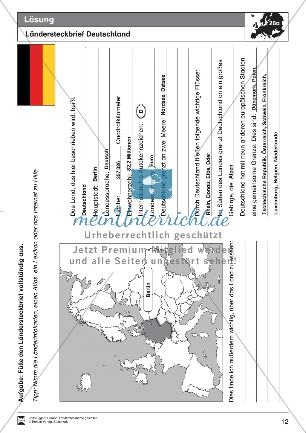 Europa: Ländersteckbriefe selbst gestalten Preview 12