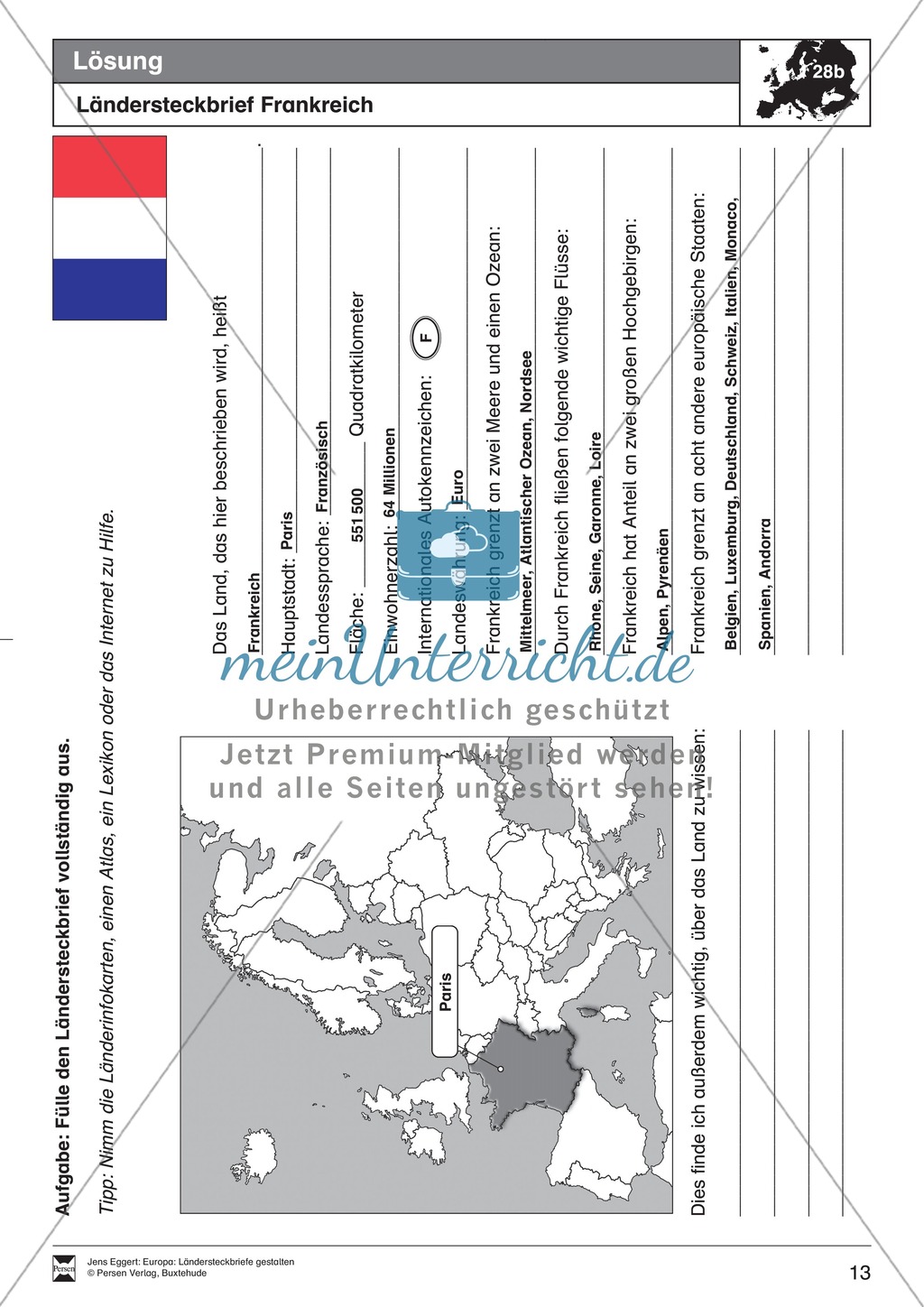 Europa: Ländersteckbriefe selbst gestalten Preview 13