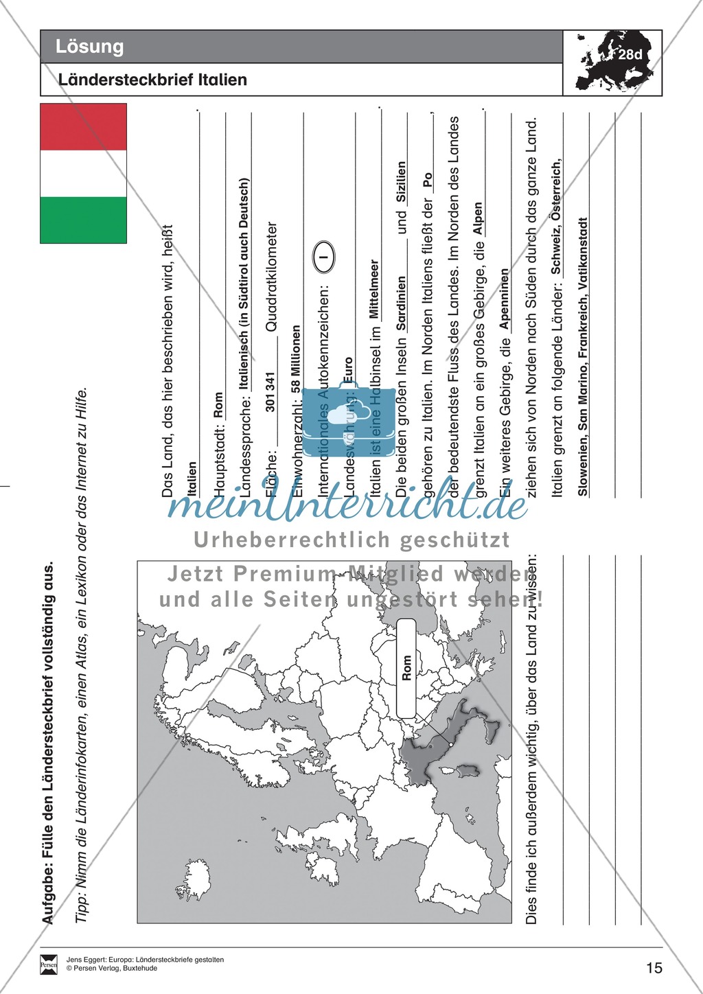 Europa: Ländersteckbriefe selbst gestalten Preview 15