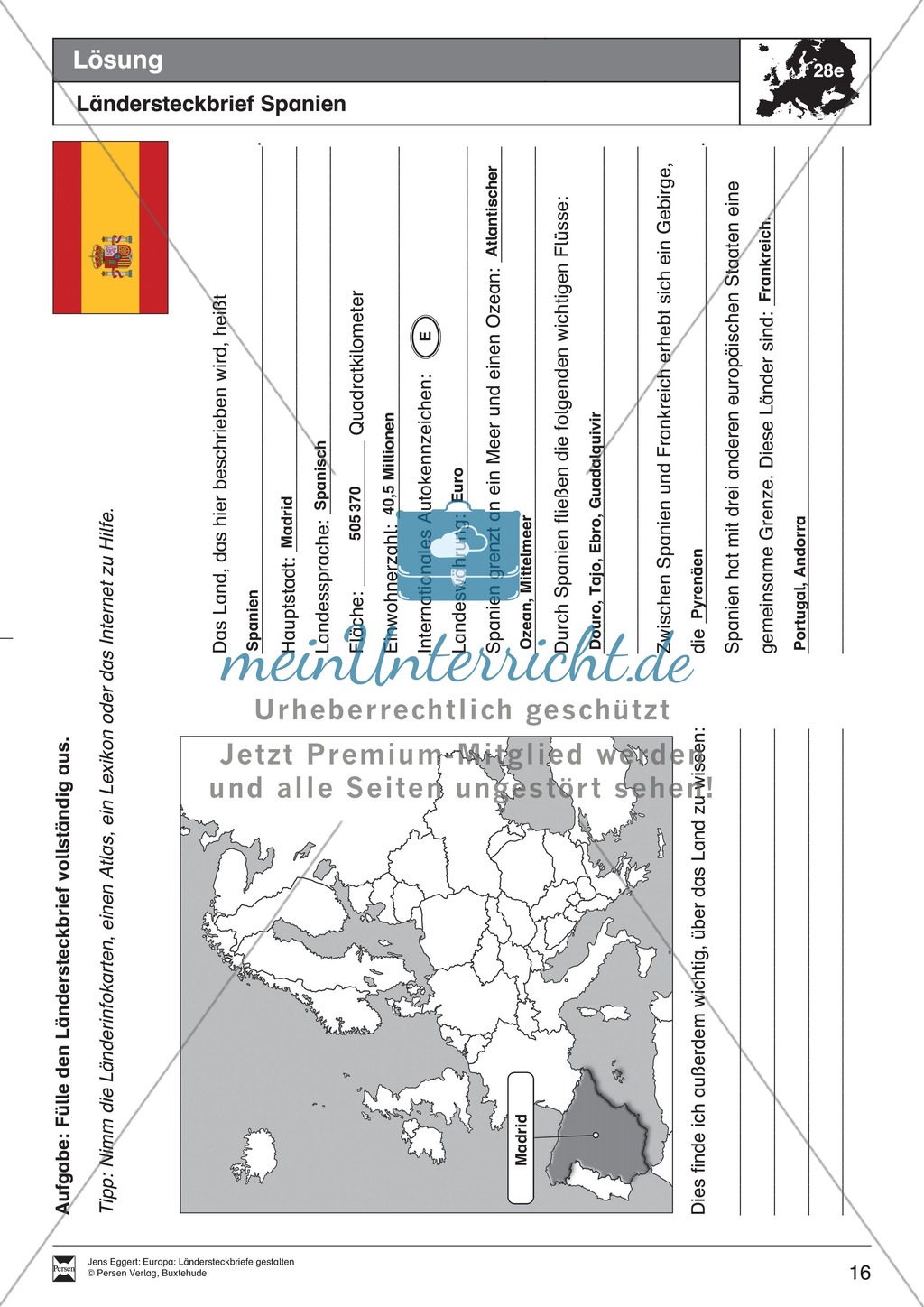 Europa: Ländersteckbriefe selbst gestalten Preview 16